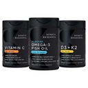 Idrettsforskning 1250 mg Omega 3 Burpless Fish Oil - Wild Alaskan Pollock - (90 count), høy potens Vegansk Vitamin C 1000 mg (240 count) + Vegansk 5000iu vitamin D med 100mcg Mk7 vitamin K (60 count)