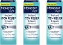 Monistat Care Instant Itch Relief Cream | Maks styrke | Kjøl og sotter | Emballasje May Vary | 1 Ounce Hver | Pakke med 3