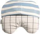Migraine Relief Eye Pillow Masks med bonus vaskbar deksel: Flaksfrø fylt for varm og kald smerte lindring terapi (voksen, hvit og svart, blå og elfenben stripe)