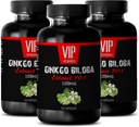 VIP VITAMINS Ginkgo biloba for tenåringer - Ginkgo Biloba Leaf 120mg - for sunn hjernefunksjon (3 flasker - 150 kapsler)