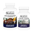 Host Defense MyCommunity Capsules, 120 Count & Lion's Mane Capsules, 30 Count - Støtte Immun Helse med 17 Arter Mushroom Blend - Støtte Hjerne Helse, Minne og Fokus*