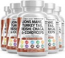 Ren Nutraceuticals Lions Mane 20in1 Mushroom Supplement med Tyrkia Tail Reishi Cordyceps Chaga Maitake Meshima Poria Cocos Shiitake Oyster Porcini Enoki (5)