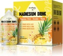 GREENPEOPLE 7-i-1 Magnesium Citrat flytende, Magnesium Citrat Supplements Drikke med 280 mg Magnesium, Sink, Bromelain, Vitamin C D3 B6, Muskel & søvn støtte for barn og voksne, 1 fl.Oz (10 stk)