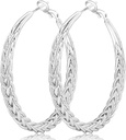 Senteria sølv Hoop øredobber for kvinner Hypoallergenic 925 Sterling sølv post Hoop øredobber lett vekt store hoops øredobber tykk Twisted sølv Hoops 30/40/50MM