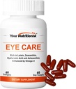 Øyepleie Softgels, Lutein, Zeaxanthin, Astaxantin, Hyaluronsyre, Omega 3 (EPA, DHA), sink, kobber, vitamin C & E, 60 greve - 60 dagers forsyning