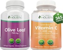 Rent Holistic Olive Leaf Extract 750 mg + vitamin C 1000mg 2 stadium release Bundle - 485 Vegan Capsules - laget i USA
