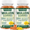 Mullein Gummies for Lungs | 2000mg Mullein Leaf ekstrakt for respiratorisk og immune støtte | ren vegetarian Mullein Gummies Herbal | Mykt og ikke klebrig | Mango Flavor | 2 Pack