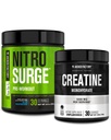 Jacked Factory NITROSURGE Pre Trening Supplement (blå bringebær) Kreatin Monohydrat pulver 150g for muskelvekst, økt styrke, forbedret energi