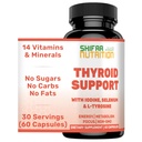 SHIFAA NUTRITION Halal Thyroid Support 30 Serverer | Ikke-GMO Relief Supplement m/ B12, jodin, selenium, L-tyrosin | støtter energi, metabolisme, fokus, klarhet, kortisolbalanse