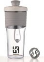 2. generasjon Shaker flaske for protein med blandekule - Perfekt for trening og utendørs bruk, 24-Ounces Whey Protein Shaker med klar måling (Gray)
