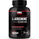 Force Factor L-Arginine Nitric Oxid Supplement med BioPerine for å bidra til å bygge muskler og støtte sterkere blodflyt, sirkulasjon, næringsstoffer og pumper, L-Arginine 3000mg, 3g, 150 kapsler