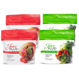 JuicePlus + Frukt & grønnsaker Blande Myke Chews - Tasty Vegan frukt, Veggie Gummy vitaminer for voksne og barn - 4 måneders forsyning 4 pakker (2 av hver smak)