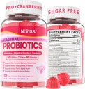 Vaginal probiotika Gummier for kvinner PH Balance, Odor Control med prebiotika, Cranberry, D-Mannose, fremmer feminin sunn Vaginal Flora, Urinal Tract, Yest, Digestiv støtte, Sukkerfri,60Cts