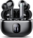 Trådløse ørepropper, Bluetooth 5.3 hodetelefoner Big Bass Stereo, ørepropper med støy som kansellerer Mic LED-skjerm, i øre øretelefoner IP7 vanntett, 50H spilltid for idrett, svart
