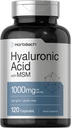 Horbäach Hyaluronsyre med MSM | 1000 mg | 120 kapsler ikke-GMO og glutenfri Supplement | Biotilgjengelig formel