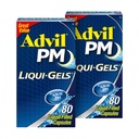 Advil PM Liqui-Gels smertefri og natt søvnhjelp, smertemedisin med Ibuprofen for smertelindring og diphenhydramin HCL for en søvnhjelp - 2x80 flytende fylte kapsler