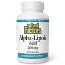 Naturlige faktorer alfa-liposyre 200 mg kapsler, 60-talls