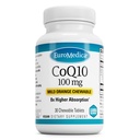 EuroMedica CoQ10 100 mg - Cellular Energy Support Supplement - Høyere absorpsjon CoQ10 Chewable Supplement - ernæringsmessig Supplement til å hjelpe sunn aldring og hjerne helse - 30 Chewable Tabletter
