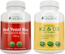Rent Holistisk Rød Yeast Rice 1200mg med CoQ10 & Niacin + vitamin D3 5000 IU (125mcg) & K2 MK7 90mcg Bundle - 270 vegetariske kapsler - laget i USA