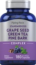 Piping Rock Grape frø, grønn te & Pine Bark kompleks | 180 kapsler standardisert ekstrakt | Ikke GMO, Glutenfri Supplement