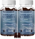 Shilajit Gummies 600 mg, Shilajit Supplement med spormineraler og fulvsyre for energi og immunitetsstøtte, organisk shilajit Resin for menn og kvinner, vegansk, 60 gummier (2 pakke)