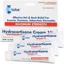 Globe (3 Pack Hydrokortison Maksimal styrke krem 1%, Anti-trikk krem for rødhet, hevelse, kløe, utslett, Bug/Mosquito Bites, Eczema, hemorroider og mer