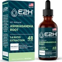 E2H Ashwagandha flytende dråper - Alt-Naturlig Ashwagandha Supplement for stress Relief og Mood Enhancer- Organic Ashwagandha Root Extract Effektiv Cortisol Manager | Ikke-GMO, Vegansk | 2 Fl Oz