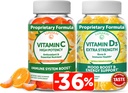 Lunakai Vitamin C og vitamin D3 Gummies Bundle - 300mg Økologisk, Ikke-GMO, Vegansk Chewable Gummy - Immunitet, Bein og Mood Support Supplement for voksne