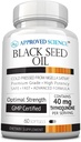 Godkjent vitenskap Svart Seed Oil - Cold Pressed Nigela Sativa - Boost Immunity, Respiratorisk, Kognitiv og Digestiv Helse - 2% Thymoquinon - 1 flaske - 60 Softgels - laget i USA