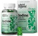 Wild & Organic Iodie Gummies 250mcg - Immun Support Complex w/Potassium Iodide - Selenium Zinc Iodine Supplement for immunitet & generell støtte - 60 Vegan, Pektin-baserte Gummies