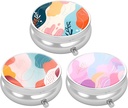 3 Pack pille boks, liten pille tilfelle for purse & lomme, Søt reisemedisinorganisator, bærbar medisin containerholder å holde vitaminer, medisinering, fisk olje og kosttilskudd, kunst stil mønster