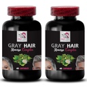 Hår restaurering - GRAY HAIR REVERSE - Hårbrillanse, gjenopprett vibransje, Hårpleie løsning, Renovert hårfarge, Fargegjenoppretting, Hårtone, Aldersdefying hår, Vibrant hårfarge 2 Flasker 120 Caps