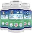 Genex Formler Nikotinamid 500mg (3-Pack) vitamin B3 Flush gratis niacin kapsler for sunn hud - Niacinamid Supplement piller bidra til å produsere keratin & støtte hudcelle helse og energi (300 kapsler)