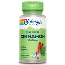 SOLARAY True Herbs Cinnamon Bark 1000mg - Ground Cinnamon Supplements - Herbal støtte for total velvære - Ikke-GMO Prosjekt Verifisert - Vegan Capsules, 60-dagers garanti - 30 Services, 60 VegCaps