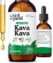 Wild & Organic Kava Kava Tinktur 400 mg - Mood Support Supplement - beroligende rot ekstrakt flytende dråper - 2-måneders forsyning - Vegan, sukker og alkohol-fri drops - 2 fl oz