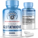 S-Acetyl L-Glutathion 300mg – 60 syreresistante kapsler, høy biotilgjengelighet S Acetyl glutathion kosttilskudd for lever og hud helse, Supplement Antioksidant støtte kapsler