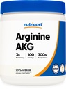 Nutricost Arginine AKG Powder 300 Grams (AAKG) - 3G Per Serving & 100 Servering - Pure Arginine Alpha Ketoglutarate