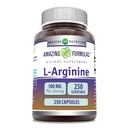 Amazing Formler L-Arginine Supplement | 500 Mg | 250 Kapsler | Aminosyre Supplement for menn og kvinner | Ikke-GMO | Glutenfri |
