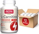 Jarrow Formler L-karnitin 500 mg, kosttilskudd, støtte for cellular energiproduksjon, 50 Veggie kapsler, 50 dagers forsyning daglig (pakke på 12)