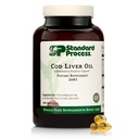 Standard prosess Cod Liver Oil - Bidrar sunn hud og øyne med Omega-3 fettsyrer og vitaminer A og D - Bein og tannhelse Helsestøtte - Glutenfri, ikke-dampende og ikke-søy - 180 Softgels (60 serveringer)