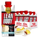 Lean Body Ready-to-Drink Pina Colada Protein Shake, 40g Protein, Whey blanding, 0 Sukker, Glutenfri, 22 Vitaminer og mineraler, 17 Fl Oz (Pack of 12)
