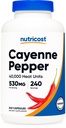 Nutricost Cayenne Pepper 530mg, 240 Kapsler - 40 000 Varmeenheter, Glutenfri, Ikke-GMO