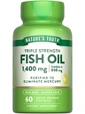 Naturens sannhet trippel styrke fisk olje mykegels | 1400 mg | 60 greve | Aktiv Omega 3 | Ikke-GMO & Glutenfri Supplement