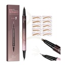 2 i-1 kurvet øyenbryn penn og Eyeliner med 10Pcs Brow Stencils, Mikroblading øyenbryn blyant med 4 Fork-Tip og kurvet presise tip, vanntett og lang varig øyenbryn blyanter for kvinner, lys Blond