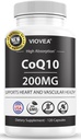 CoQ10 - laget i USA, 120 kapsler, 200 mg (4-måneders forsyning), Ultra høy absorpsjon Coenzym Q10 Supplement - Antioksidant for hjerte, vaskulær helse og energiøkning
