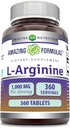 Amazing Formler L-Arginin Supplement | 1000 Mg Per Serving | Tabletter | Aminosyre Supplement for kvinner og menn | Ikke-GMO | Glutenfri | Laget i USA (360 greve)