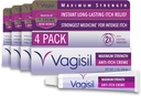 Vagisil Maks styrke Feminin Anti-Tykk Krem med benzokain for kvinner, hjelper lindrer Yeast infeksjon irritation, Gynekolog testet, raskvirkende, sot og kulde hud, 1 oz (Pack of 4)