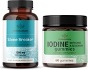 HERBAMAMA Stone Breaker og Iodine Kit - Budle av 1200 mg Stone Breaker Kapsler & Kalium Iodine Gummies - Vegan, ikke-GMO, Gelatin-Free - 2 Pack