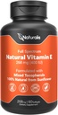 Naturalis Sunflower Vitamin E 268mg (400 IU) med blandede tokoferoler | essensiell hudvitamin & immun støtte | Ikke-GMO, Soja & Glutenfri | 60 Softgels