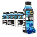 Protein2o 15g Whey Protein Isoler Hydration Drink Plus Energi og fokus, 350 mg elektrolyter, 125 mg koffein, sukkerfri, blå bringebær, 16,9 oz flaske (pakke med 12)